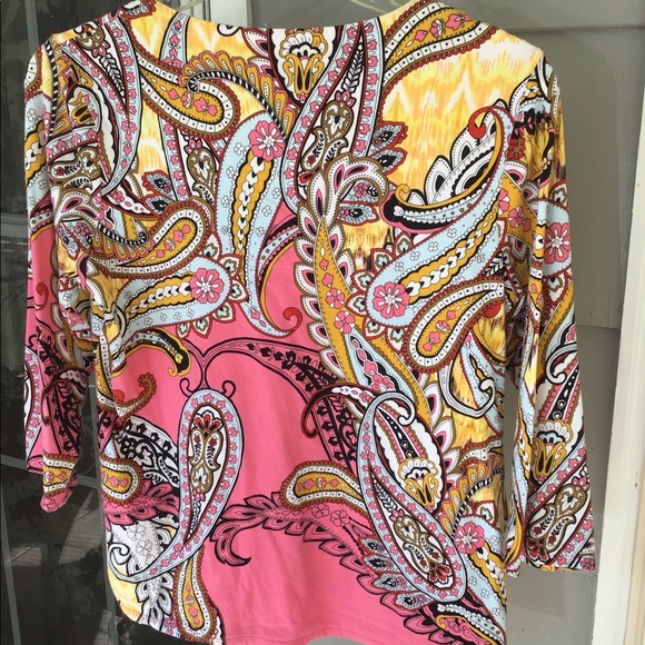 Woman top Chico’s top medium size 8 in ladies beautiful spring colors - Picture 7 of 16